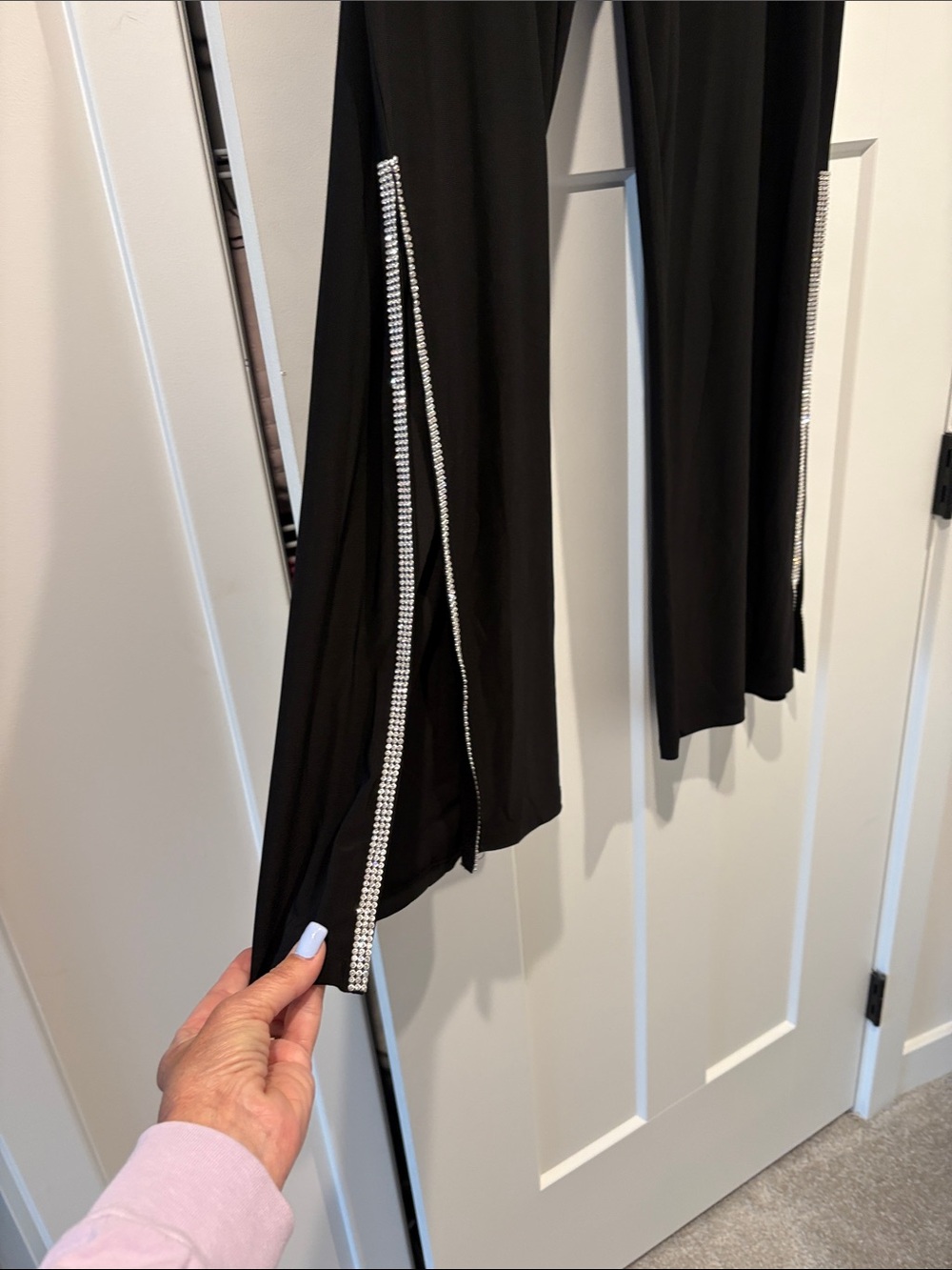 MSK Black Wide Leg Pants with Rhinestone Trim